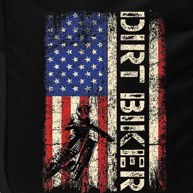 Dirt Bike American USA Flag Motocross Biker 4th Of July Men Impact Tech Backpack