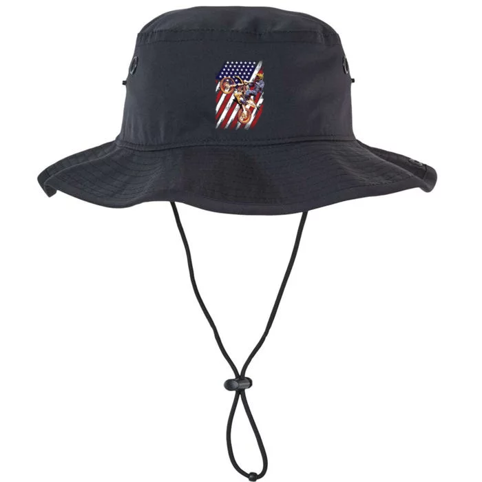 Dirt Bike American Flag Motocross Biker 4th Of July Legacy Cool Fit Booney Bucket Hat