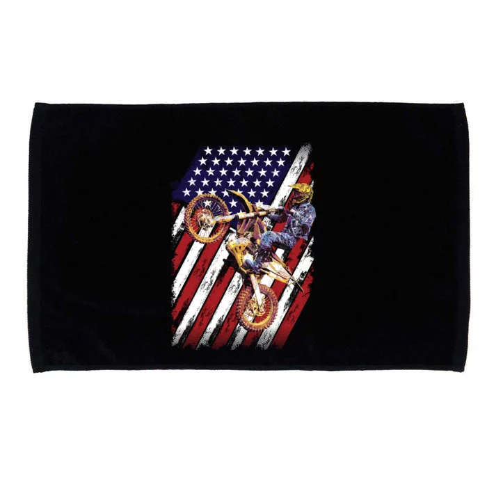 Dirt Bike American Flag Motocross Biker 4th Of July Microfiber Hand Towel