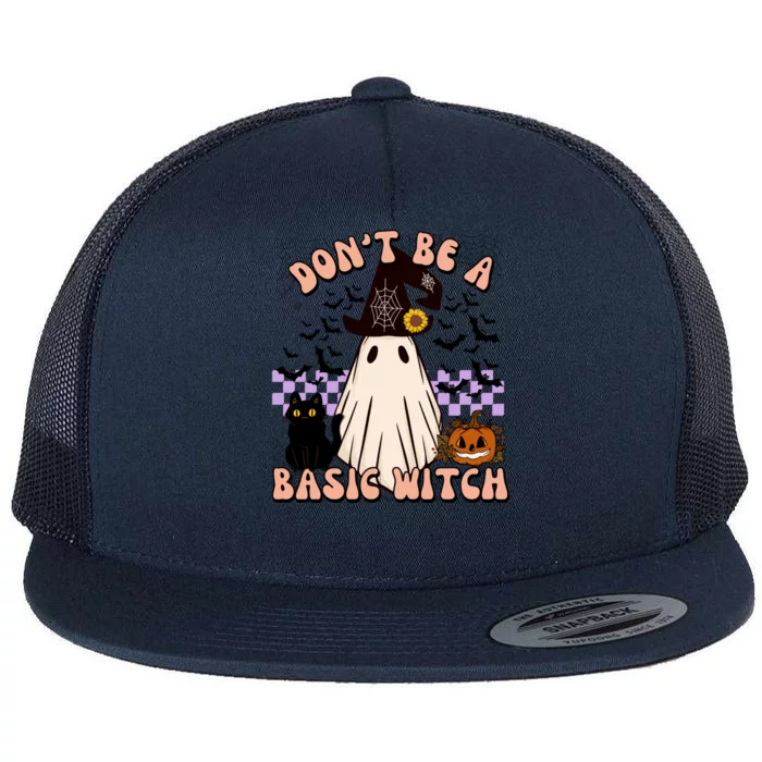 Dont Be A Basic Witch Cat Halloween Pumpkin Fall Season Great Gift Flat Bill Trucker Hat