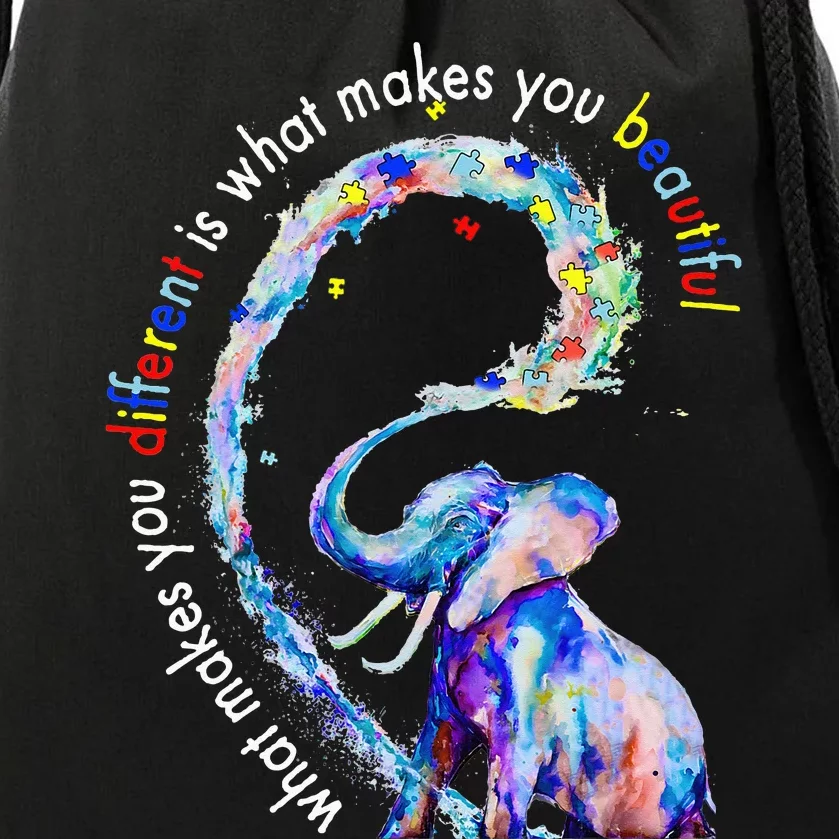 Different Beautiful Autism Awareness Puzzle Piece Elephant Drawstring Bag