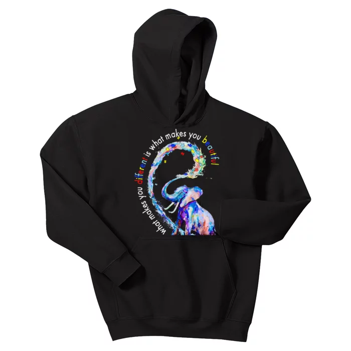 Different Beautiful Autism Awareness Puzzle Piece Elephant Kids Hoodie