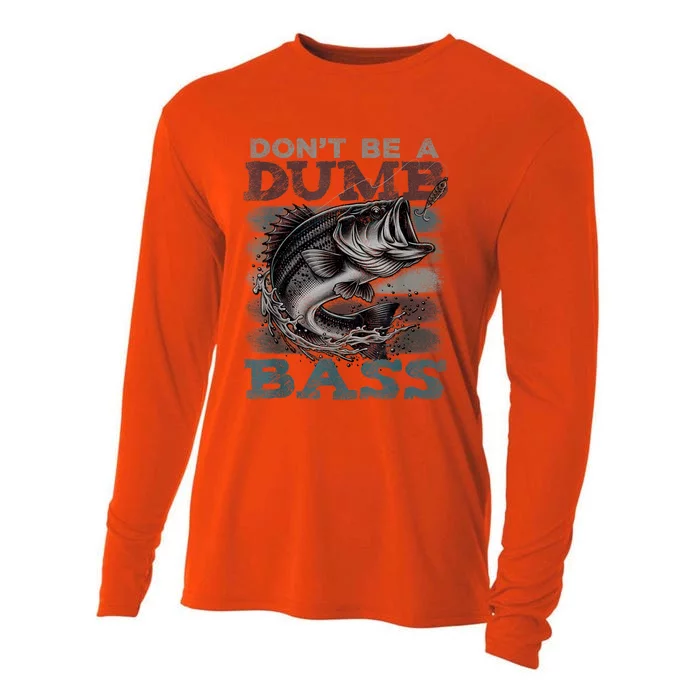 Dont Be A Dumb Bass Funny Bass Fishing Dad Jokes Cooling Performance Long Sleeve Crew