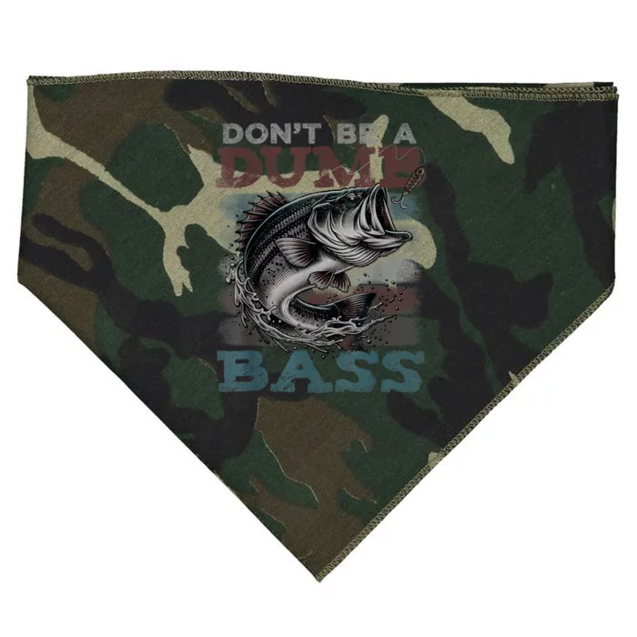 Dont Be A Dumb Bass Funny Bass Fishing Dad Jokes USA-Made Doggie Bandana