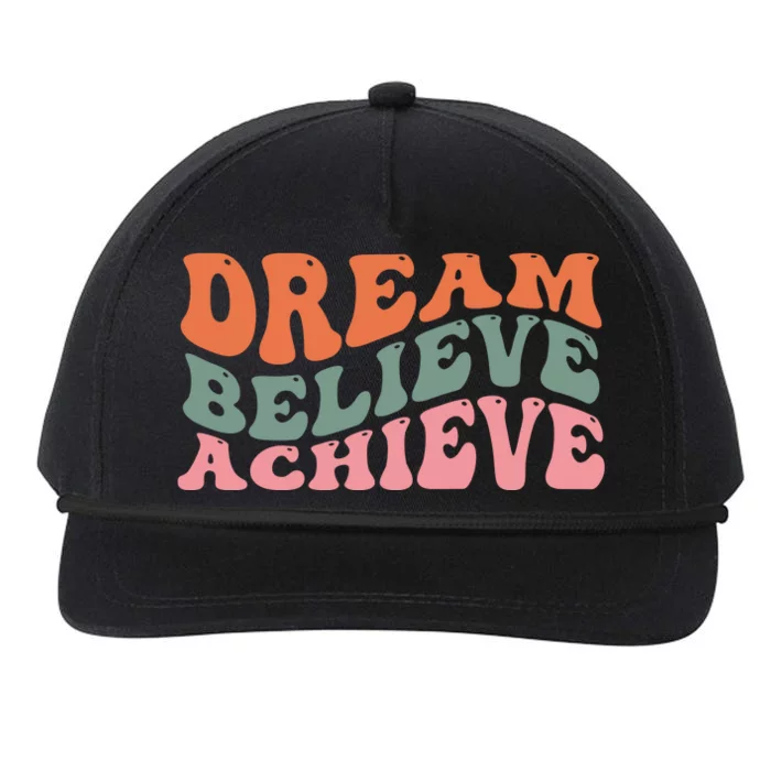 Dream Believe Achieve Positive Quote Snapback Five-Panel Rope Hat