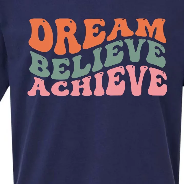 Dream Believe Achieve Positive Quote Sueded Cloud Jersey T-Shirt