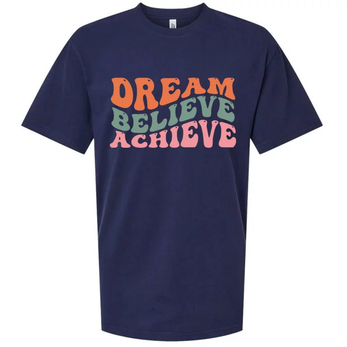 Dream Believe Achieve Positive Quote Sueded Cloud Jersey T-Shirt