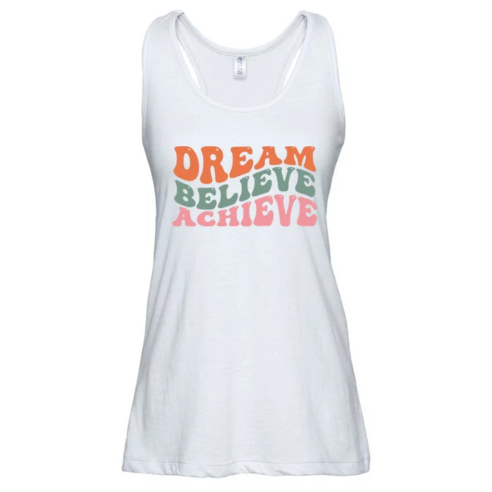 Dream Believe Achieve Positive Quote Ladies Essential Flowy Tank