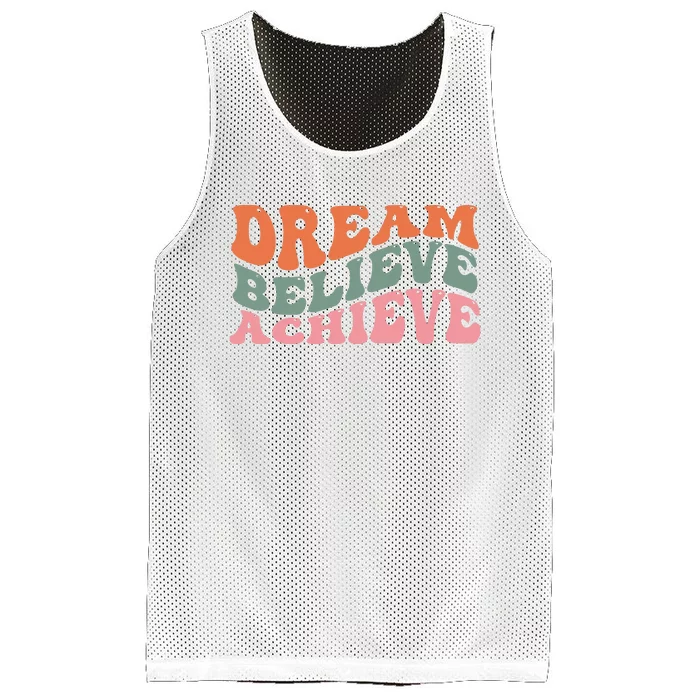 Dream Believe Achieve Positive Quote Mesh Reversible Basketball Jersey Tank