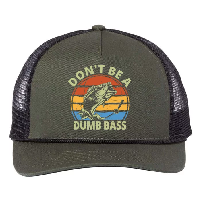 Dont Be A Dumb Bass Funny Fishing Retro Rope Trucker Hat Cap