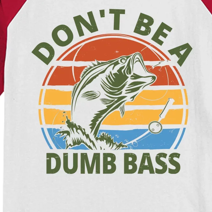 Dont Be A Dumb Bass Funny Fishing Kids Colorblock Raglan Jersey