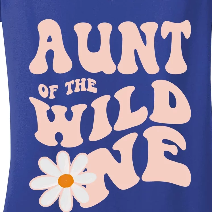 Daisy Birthday Aunt Wild One Boho 1st Birthday Matching Tee Gift Women's V-Neck T-Shirt