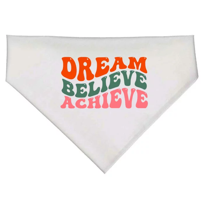 Dream Believe Achieve Retro Quote USA-Made Doggie Bandana