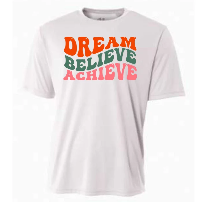 Dream Believe Achieve Retro Quote Cooling Performance Crew T-Shirt