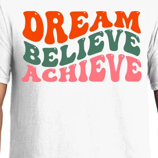 Dream Believe Achieve Retro Quote Pajama Set