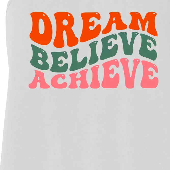 Dream Believe Achieve Retro Quote Women's Racerback Tank