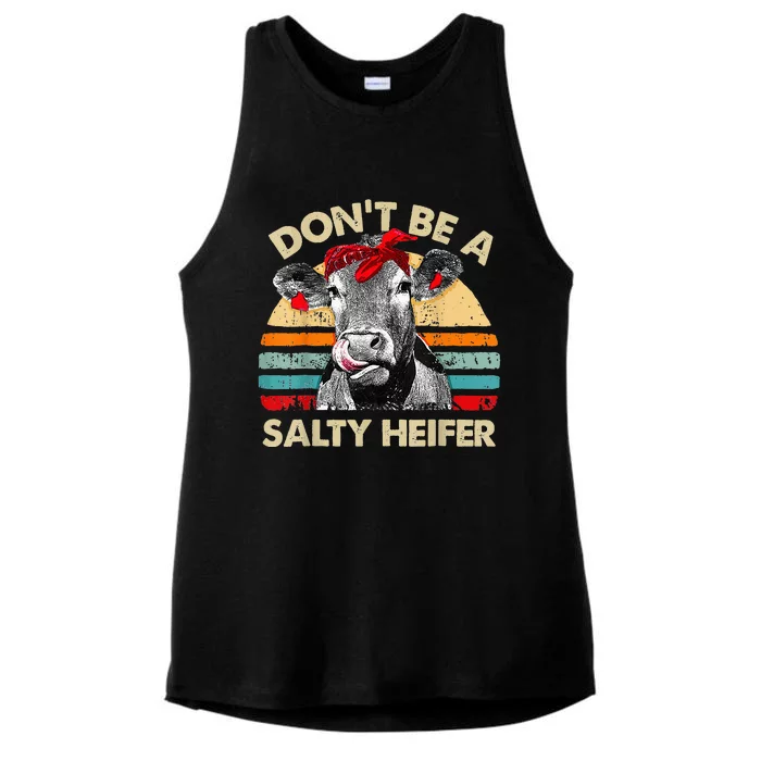 Don't Be a Salty Heifer Cute Highland Cow Lover Ladies Tri-Blend Wicking Tank