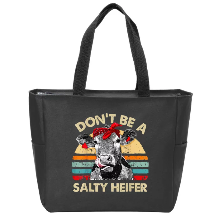 Don't Be a Salty Heifer Cute Highland Cow Lover Zip Tote Bag