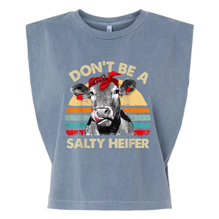 Don't Be a Salty Heifer Cute Highland Cow Lover Garment-Dyed Women's Muscle Tee