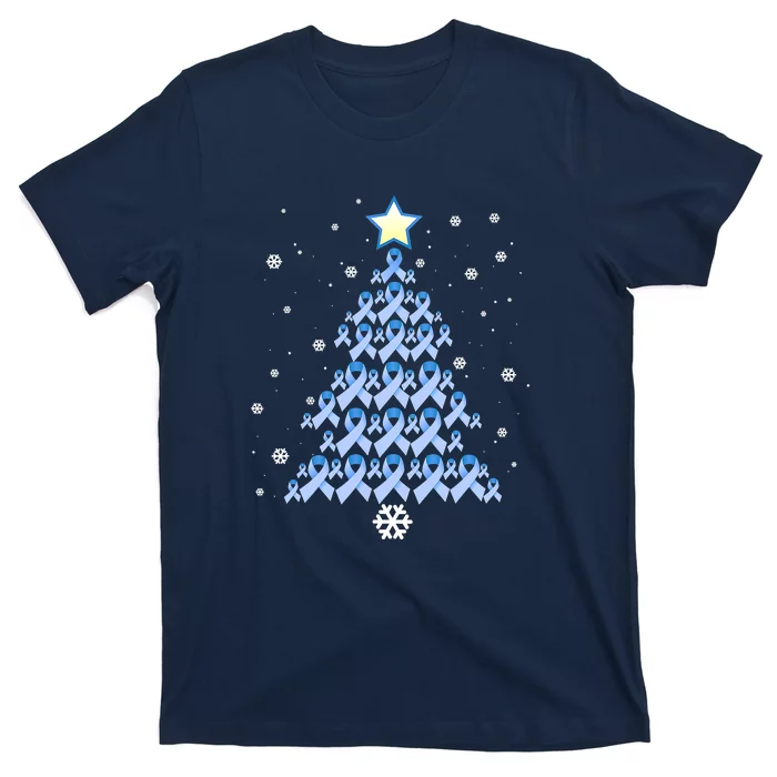 Diabetes Blue Awareness Ribbon Snowflakes Diabetic T1D T-Shirt