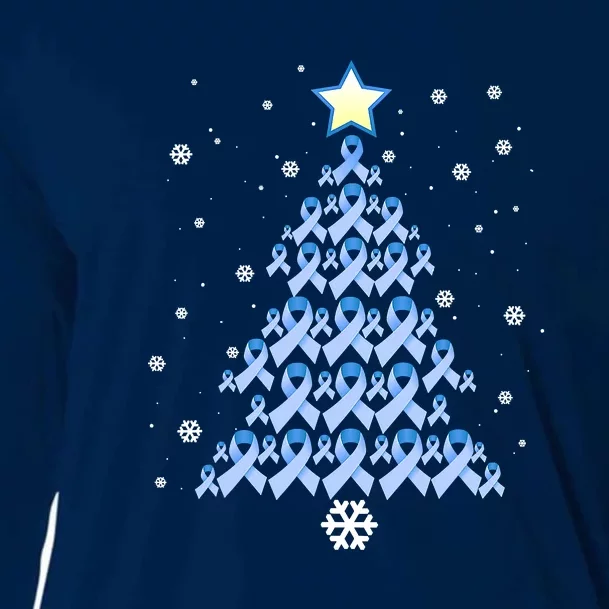 Diabetes Blue Awareness Ribbon Snowflakes Diabetic T1D Cooling Performance Long Sleeve Crew