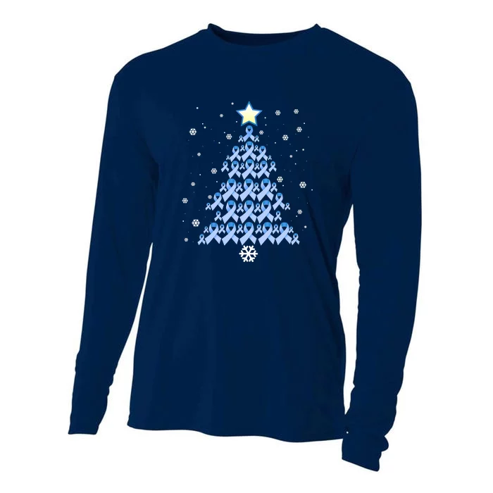 Diabetes Blue Awareness Ribbon Snowflakes Diabetic T1D Cooling Performance Long Sleeve Crew