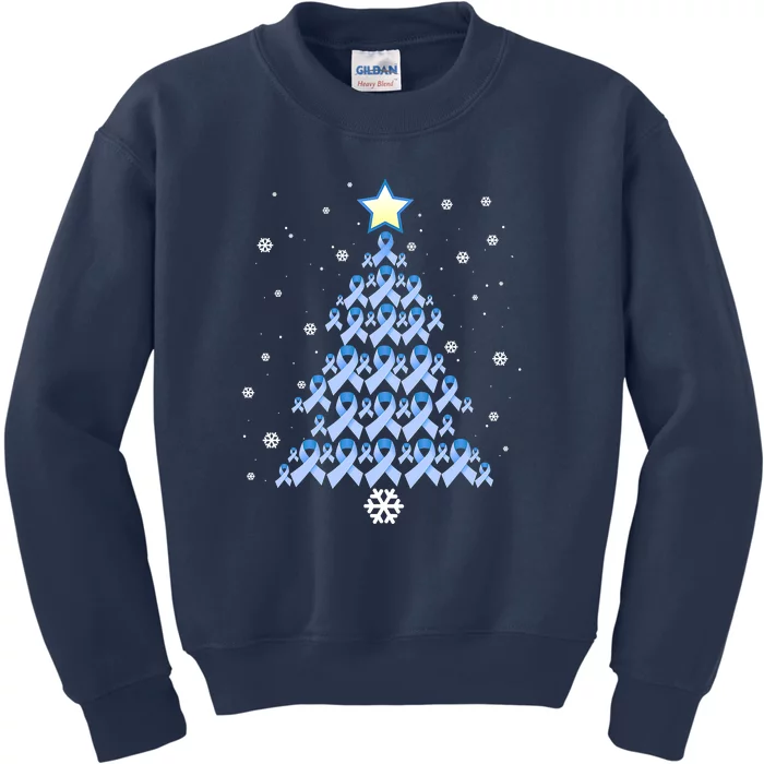 Diabetes Blue Awareness Ribbon Snowflakes Diabetic T1D Kids Sweatshirt