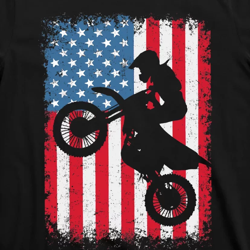 Dirt Bike American Flag Motocross Biker T-Shirt