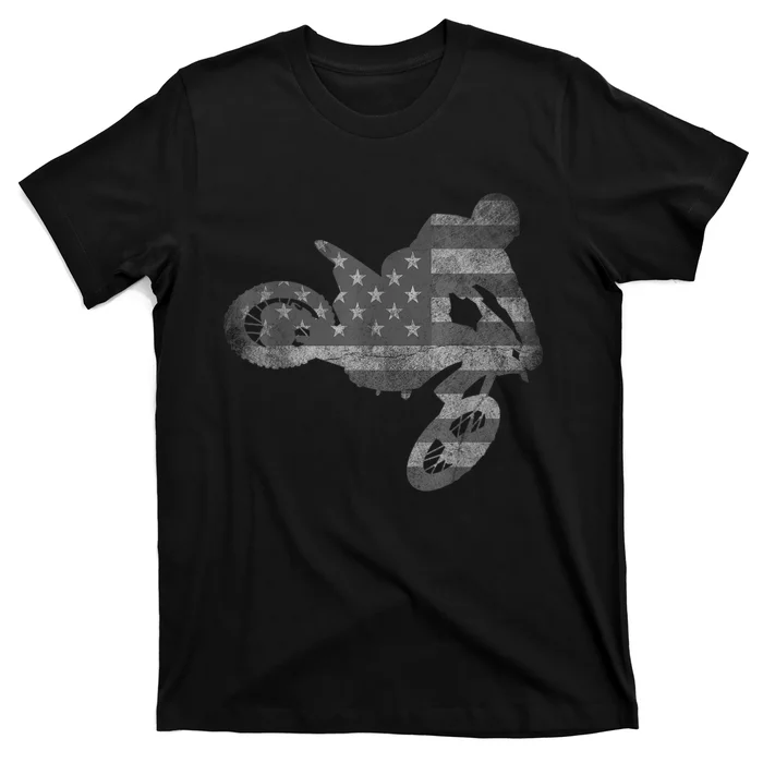 Dirt Bike American Flag Motocross Enduro T-Shirt