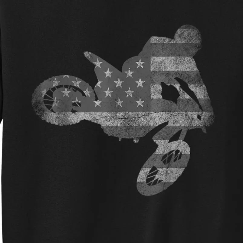 Dirt Bike American Flag Motocross Enduro Tall Sweatshirt