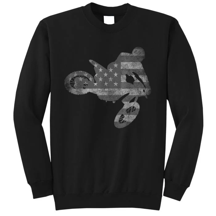 Dirt Bike American Flag Motocross Enduro Tall Sweatshirt