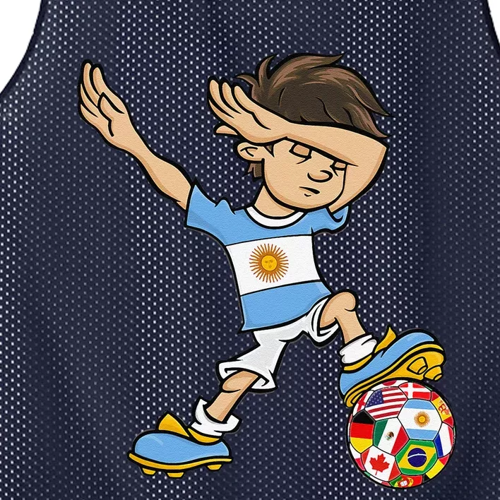 Dabbing Boy Argentina Soccer Jersey National Flag Mesh Reversible Basketball Jersey Tank