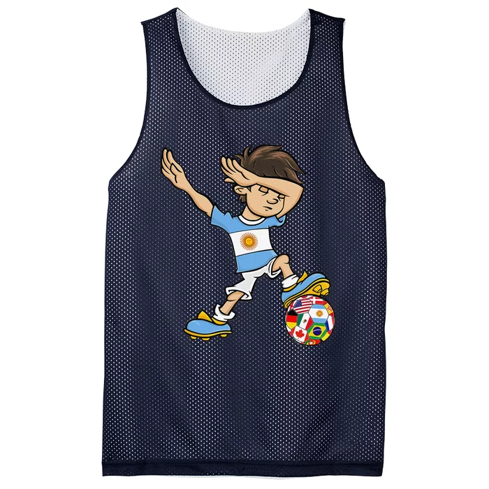 Dabbing Boy Argentina Soccer Jersey National Flag Mesh Reversible Basketball Jersey Tank