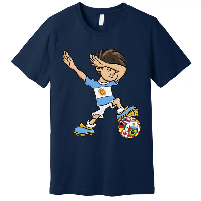 Dabbing Boy Argentina Soccer Jersey National Flag Premium T-Shirt