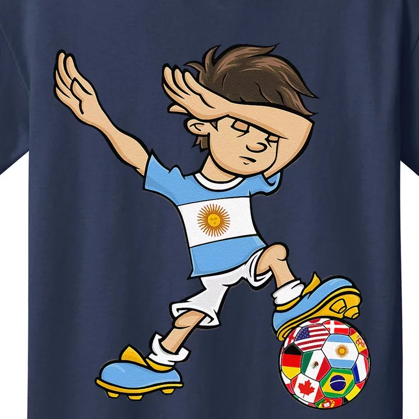 Dabbing Boy Argentina Soccer Jersey National Flag Kids T-Shirt