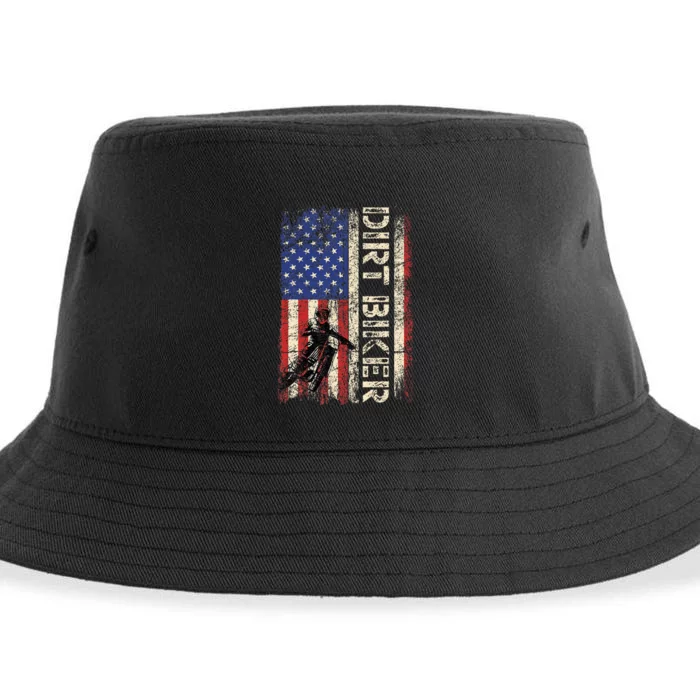 Dirt Bike American USA Flag Motocross Biker 4th of July Sustainable Bucket Hat