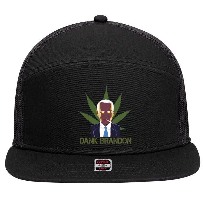 Dank Brandon Anti Biden Marijuana American US Flag Cannabis 7 Panel Mesh Trucker Snapback Hat