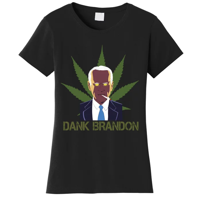 Dank Brandon Anti Biden Marijuana American US Flag Cannabis Women's T-Shirt