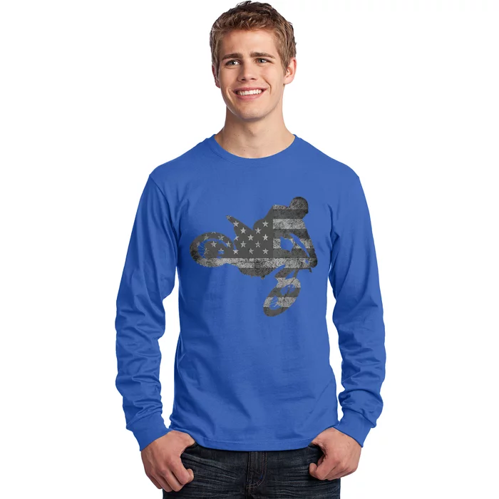 Dirt Bike American Flag Motocross Enduro Long Sleeve Shirt