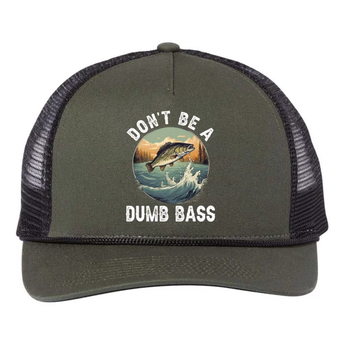 DonT Be A Dumb Bass Funny Fishing Joke For Dad Gift Retro Rope Trucker Hat Cap