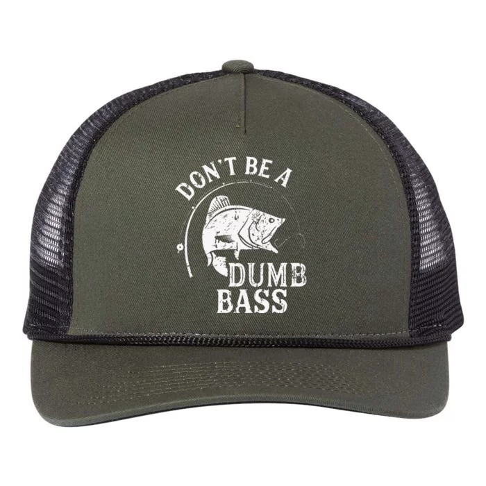 Dont Be A Dumb Bass Funny Fishing Joke Fisherman Dad Gifts Retro Rope Trucker Hat Cap