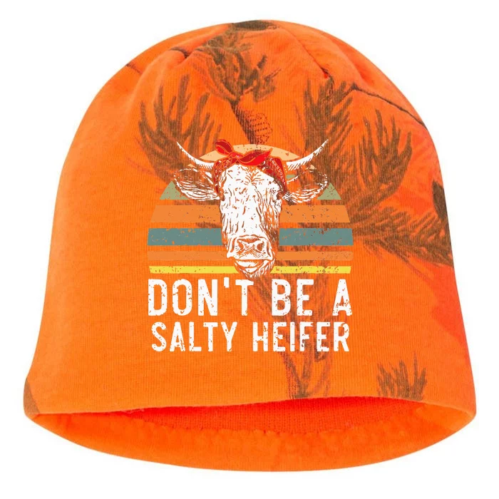 Don't Be A Salty Heifer Cow Whisperer Cow Farming Farm Kati - Camo Knit Beanie