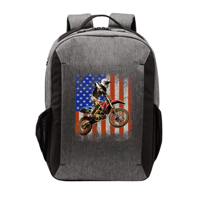 Dirt Bike American Flag Motocross Biker 4th Of July Mens Vector Backpack