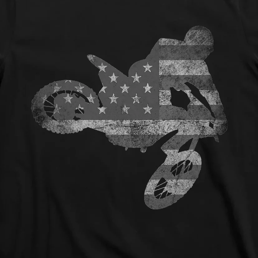 Dirt Bike American Flag Motocross Enduro T-Shirt