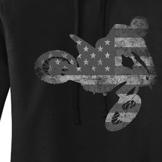 Dirt Bike American Flag Motocross Enduro Women's Pullover Hoodie