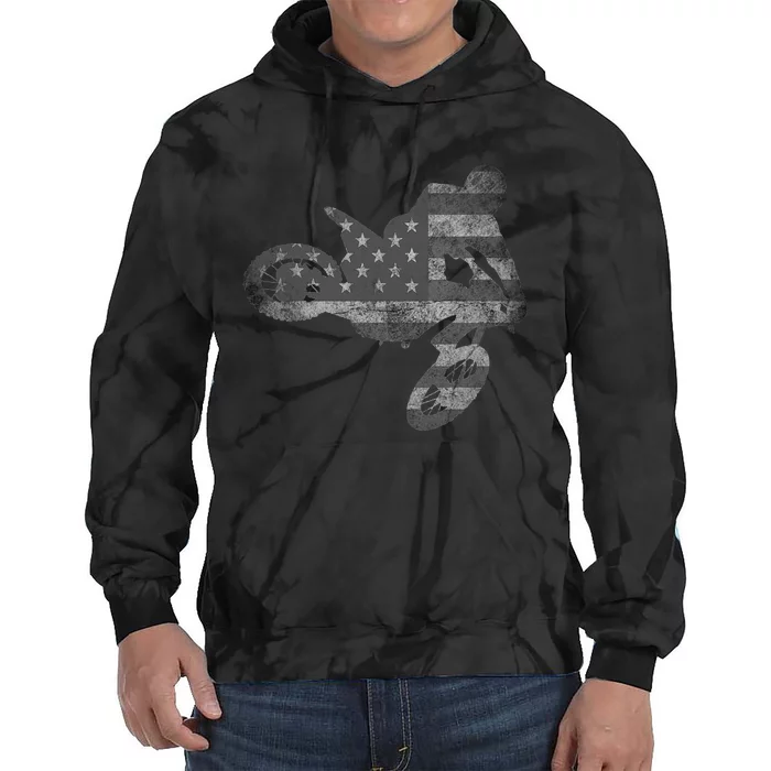 Dirt Bike American Flag Motocross Enduro Tie Dye Hoodie