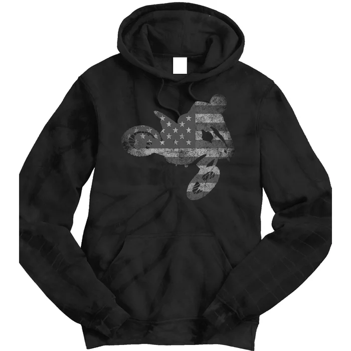 Dirt Bike American Flag Motocross Enduro Tie Dye Hoodie