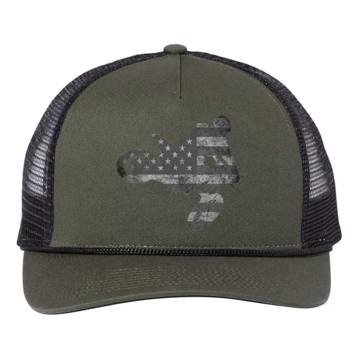 Dirt Bike American Flag Motocross Enduro Retro Rope Trucker Hat Cap