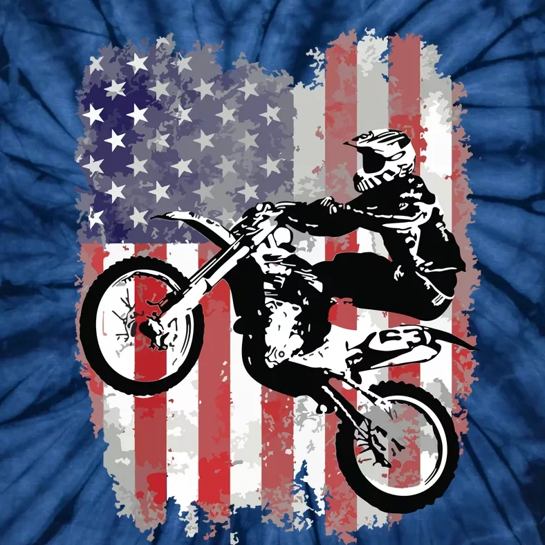 Dirt Bike American Flag Motocross Biker 4th Of July Tie-Dye T-Shirt