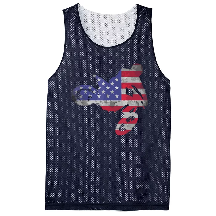 Dirt Bike American Flag Motocross Mesh Reversible Basketball Jersey Tank